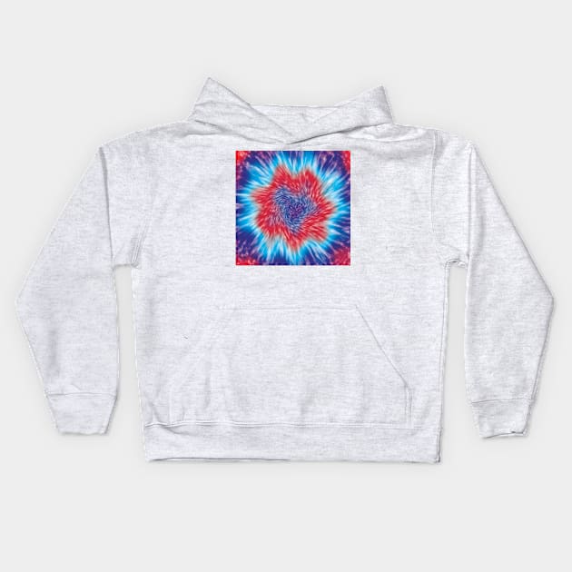 Blue, red and white circular tie dye effect Kids Hoodie by SamridhiVerma18